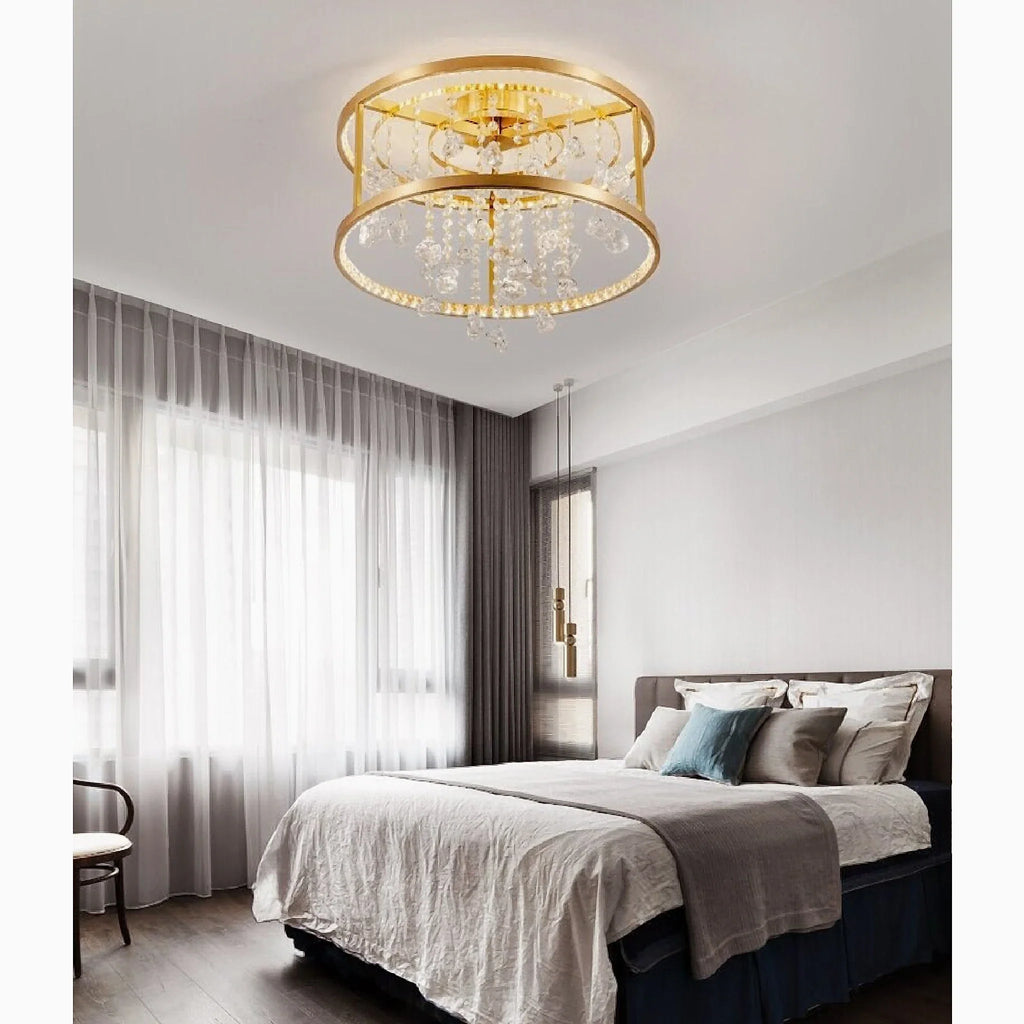 Agliano Terme | Copper Modern Crystal Led Hanging Chandelier