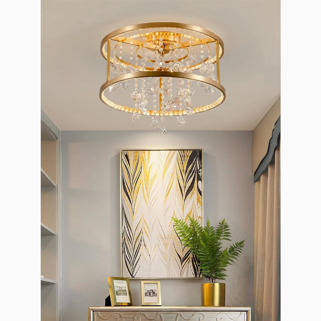 Agliano Terme | Copper Modern Crystal Led Hanging Chandelier