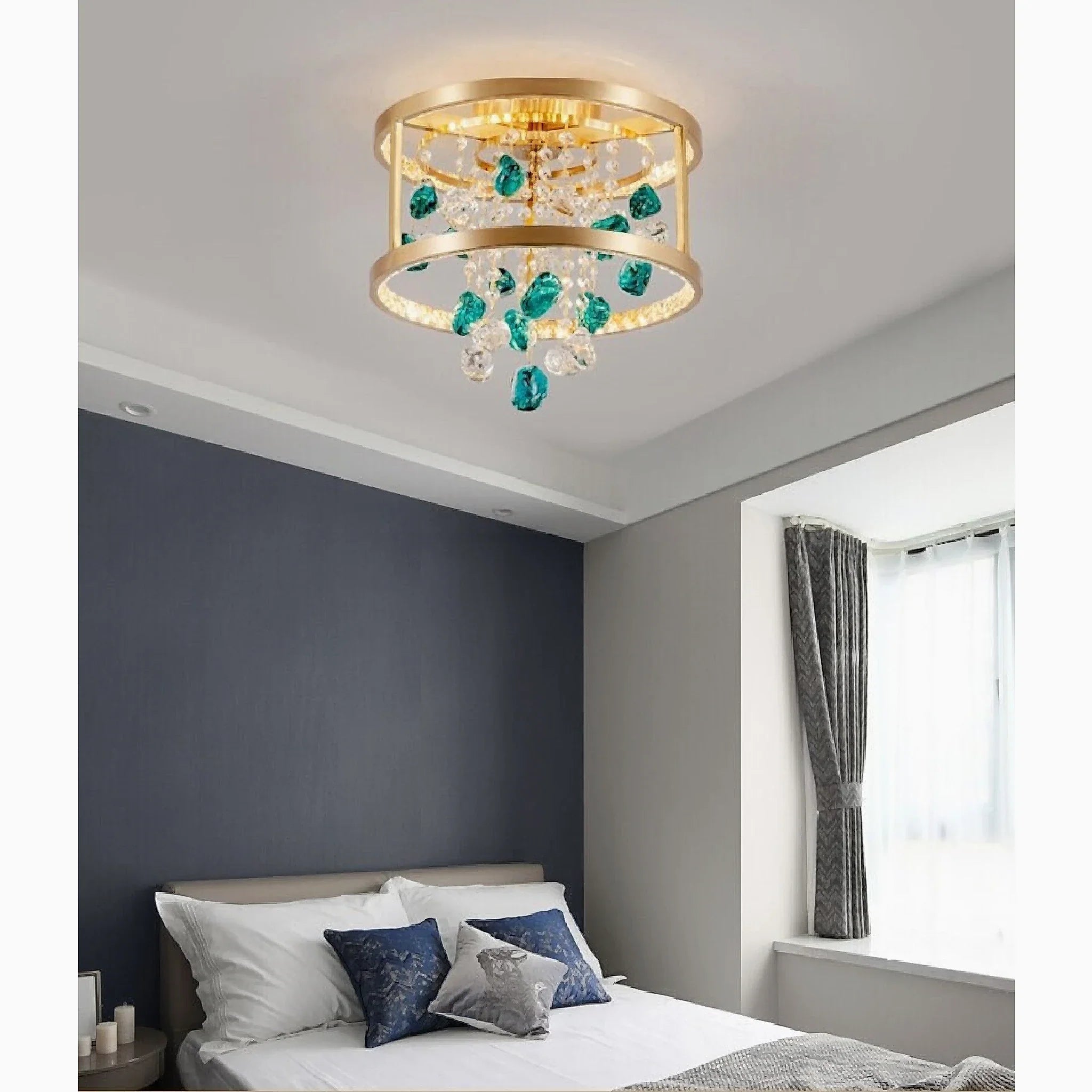 Agliano Terme | Copper Modern Crystal Led Hanging Chandelier