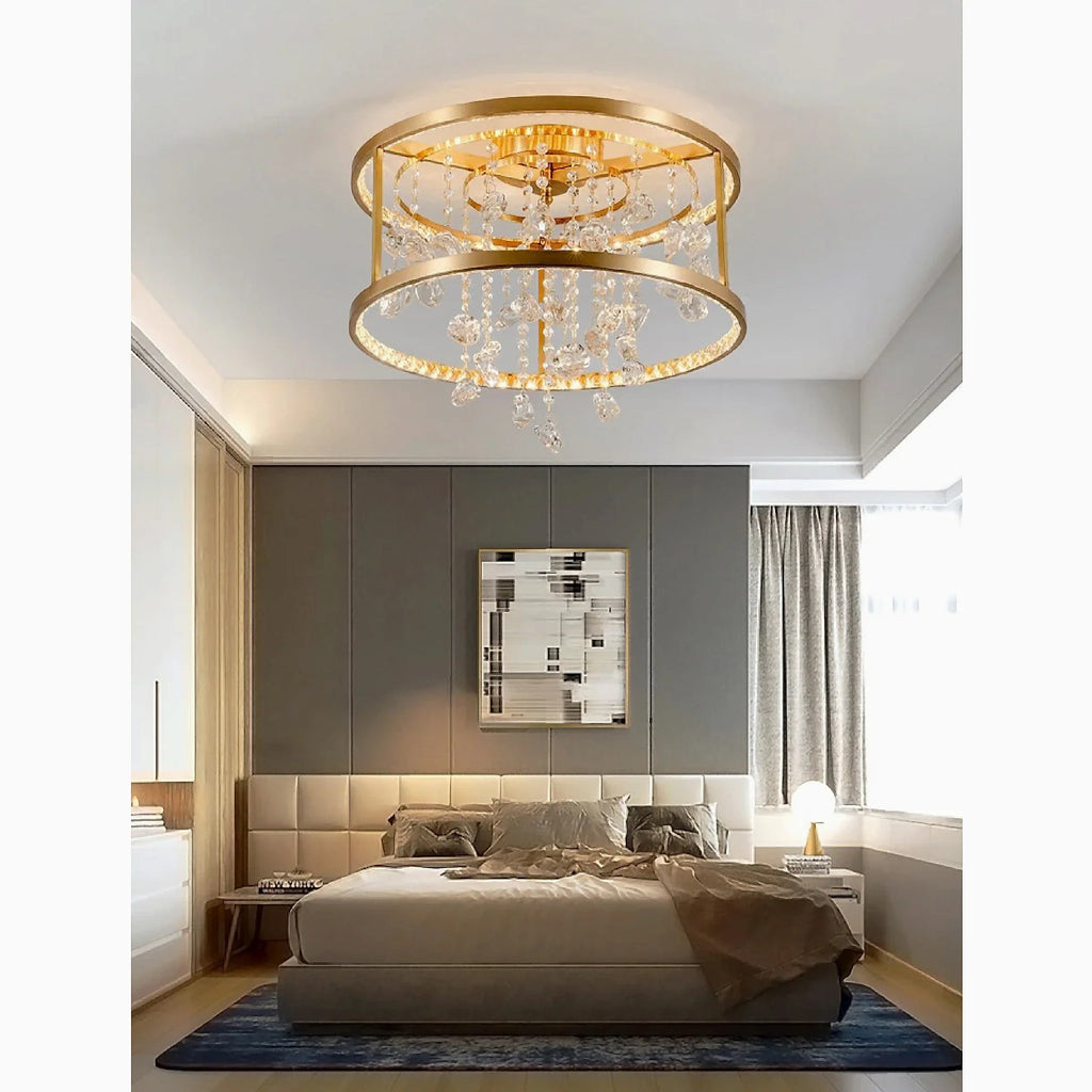 Agliano Terme | Copper Modern Crystal Led Hanging Chandelier