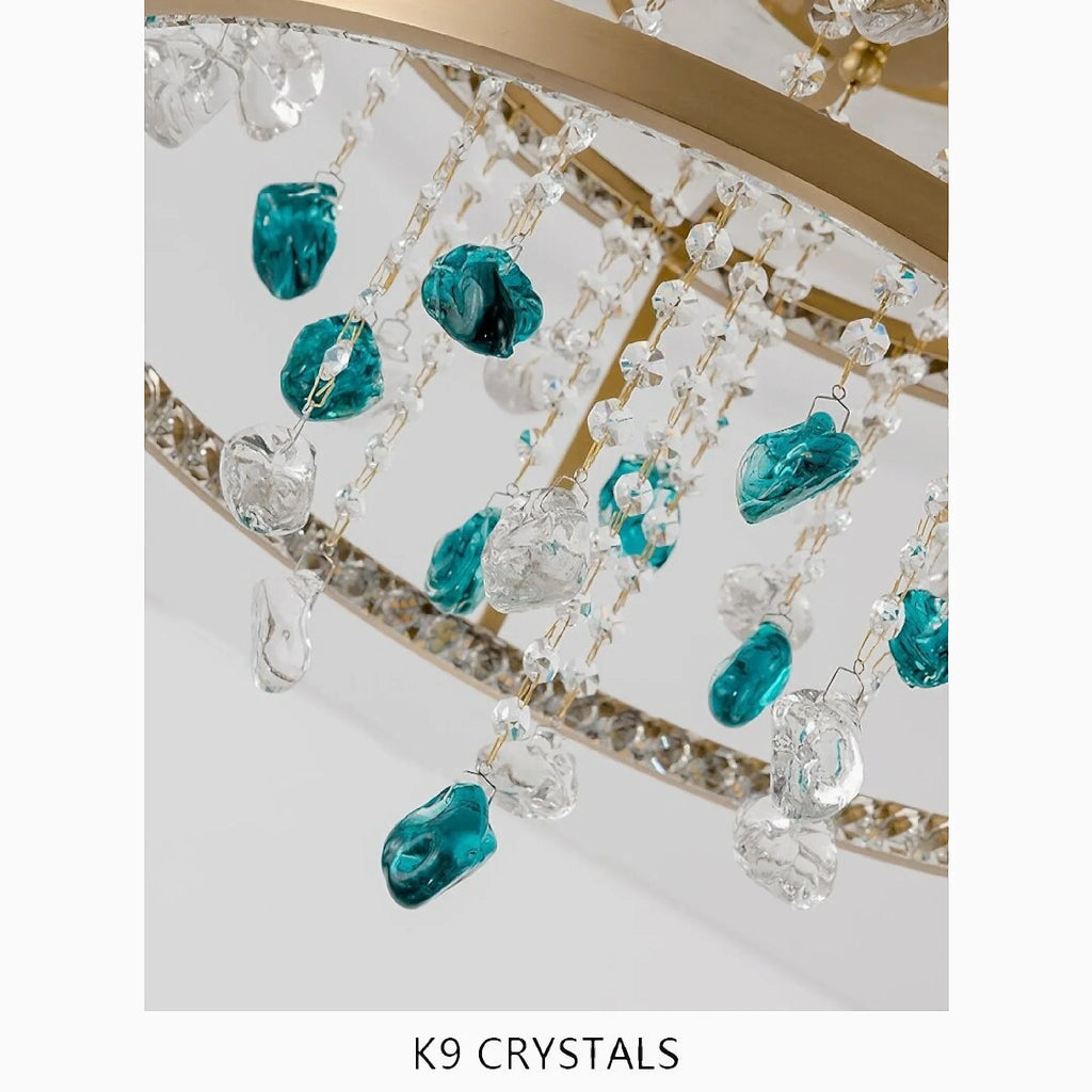 Agliano Terme | Copper Modern Crystal Led Hanging Chandelier