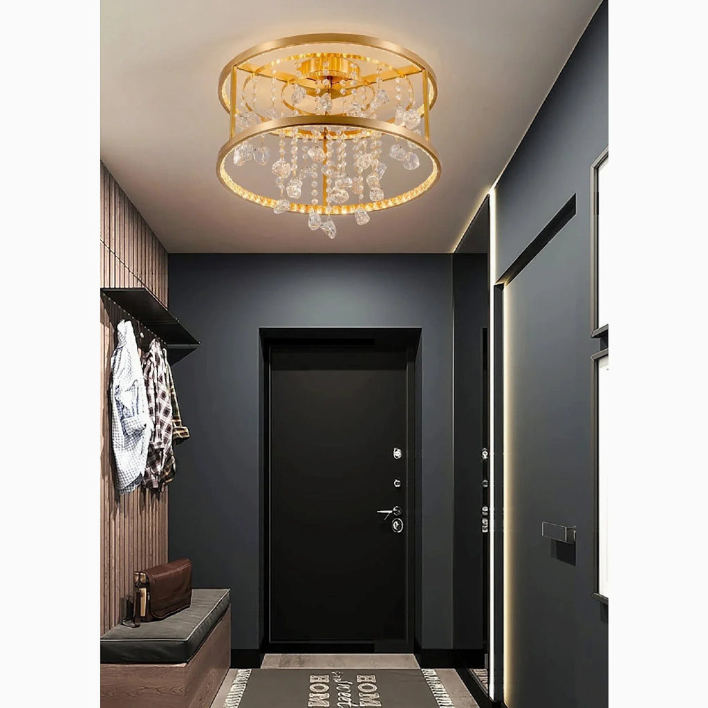 Agliano Terme | Copper Modern Crystal Led Hanging Chandelier