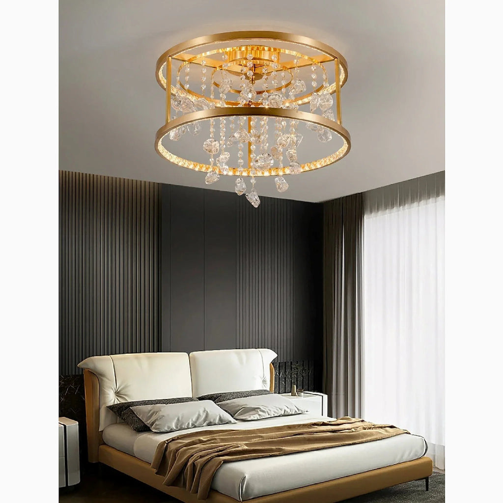 Agliano Terme | Copper Modern Crystal Led Hanging Chandelier