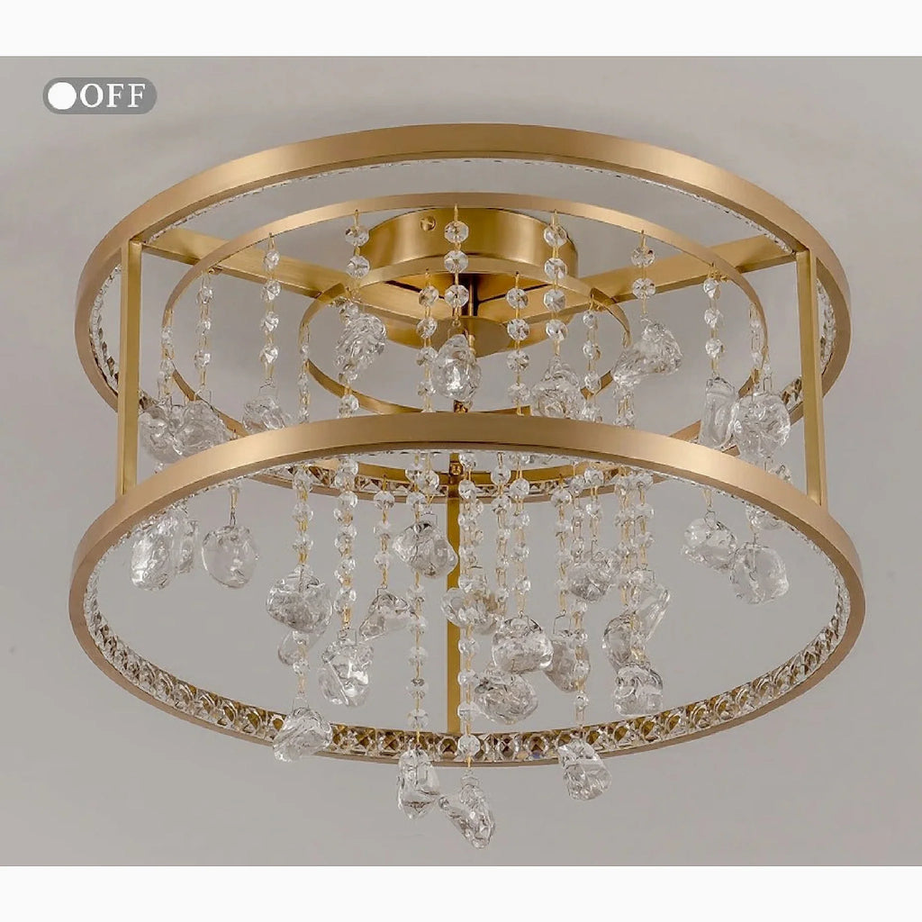 Agliano Terme | Copper Modern Crystal Led Hanging Chandelier