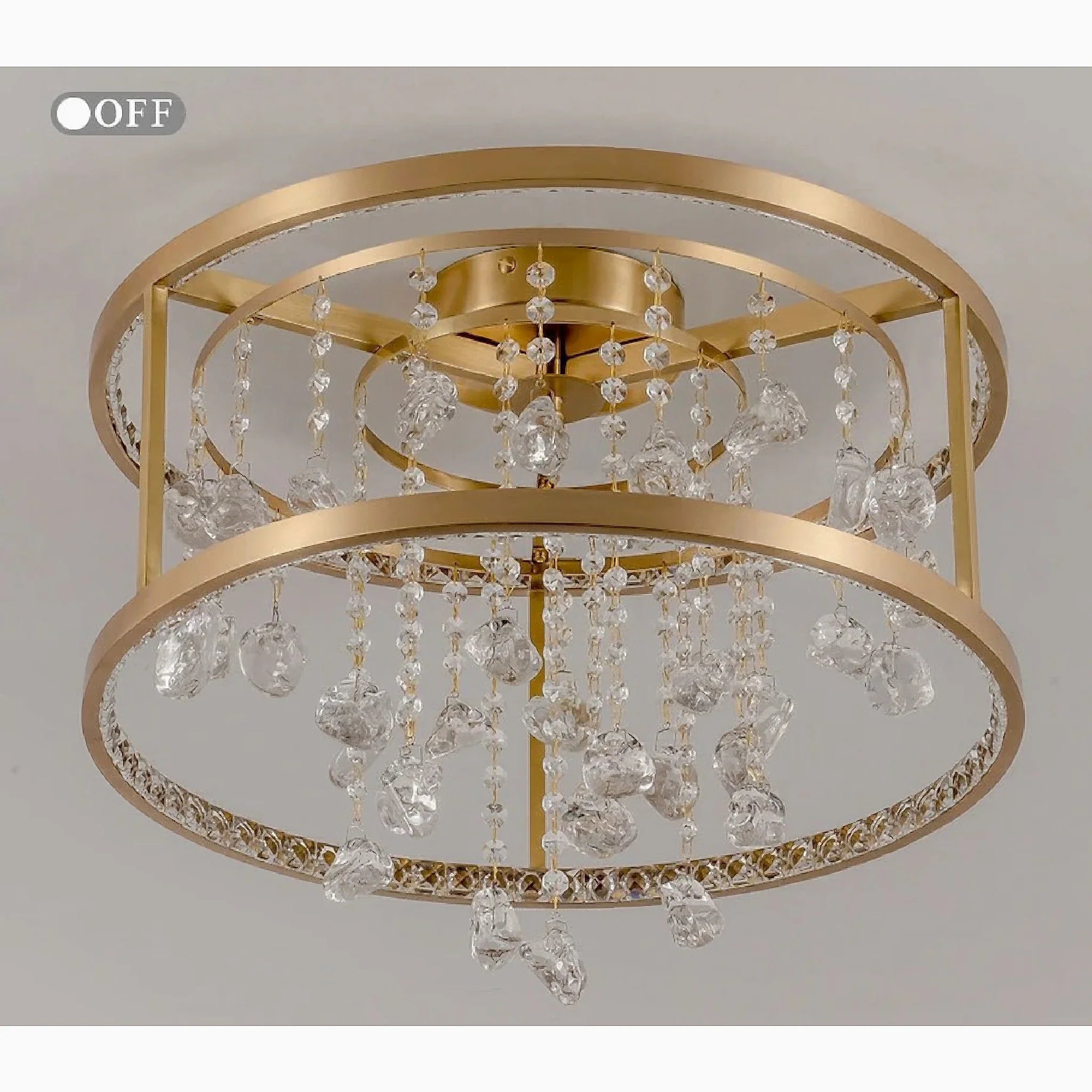 Agliano Terme | Copper Modern Crystal Led Hanging Chandelier