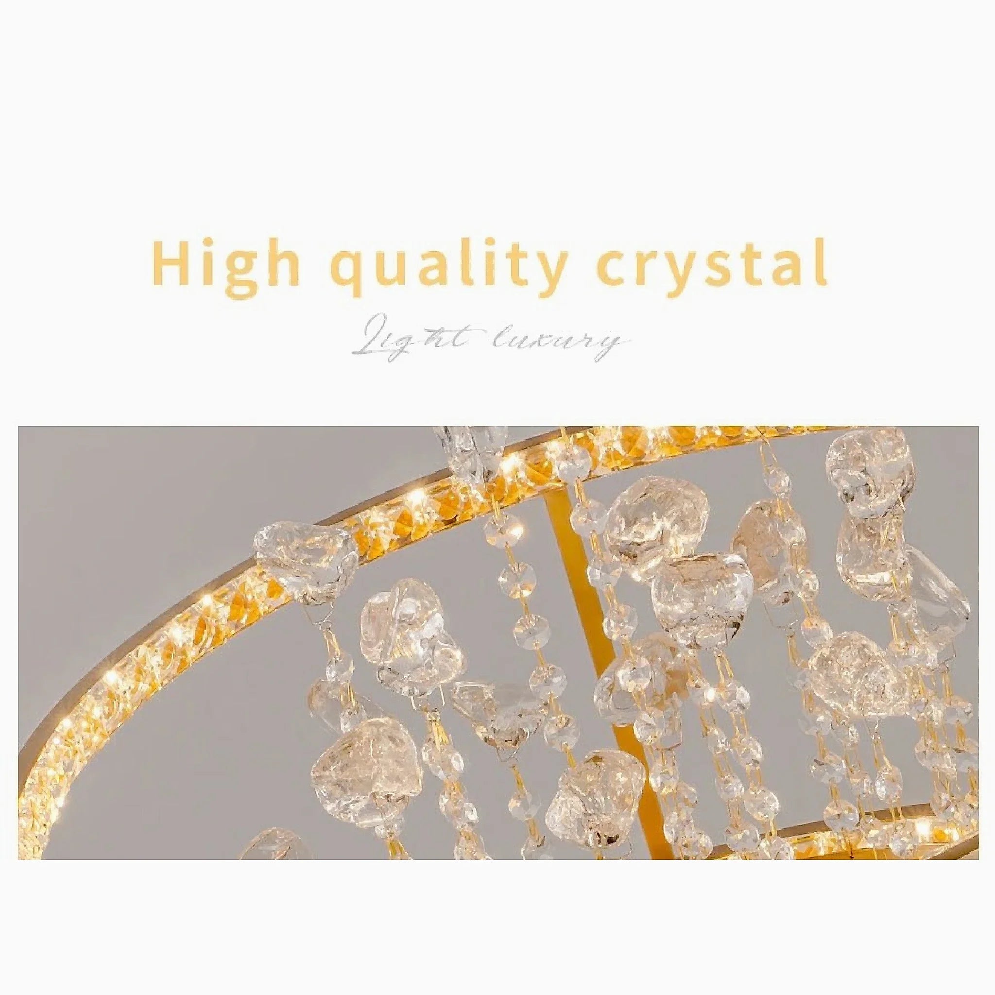 Agliano Terme | Copper Modern Crystal Led Hanging Chandelier