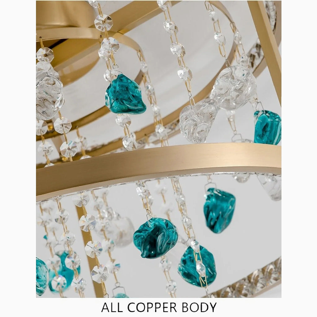 Agliano Terme | Copper Modern Crystal Led Hanging Chandelier