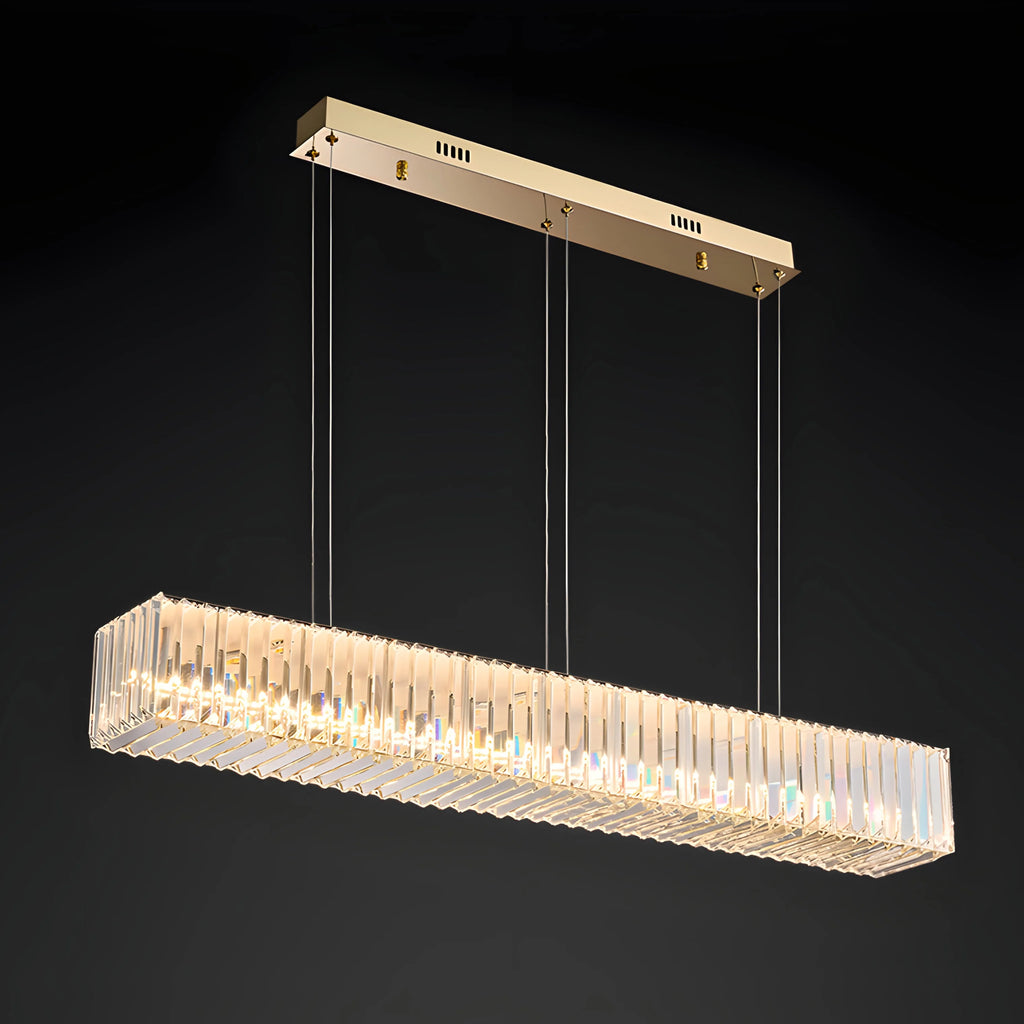Aglientu | Rectangular Crystal Hanging LED Chandelier for Living Room
