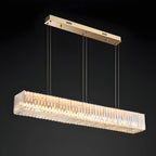 Aglientu | Rectangular Crystal Hanging LED Chandelier for Living Room