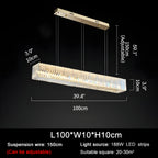 Aglientu | Rectangular Crystal Hanging LED Chandelier for Living Room