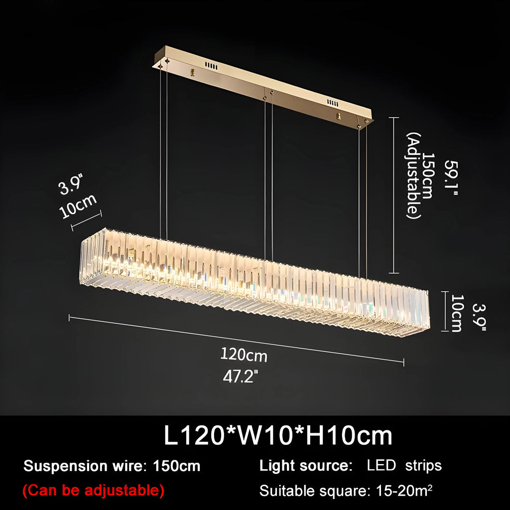 Aglientu | Rectangular Crystal Hanging LED Chandelier for Living Room