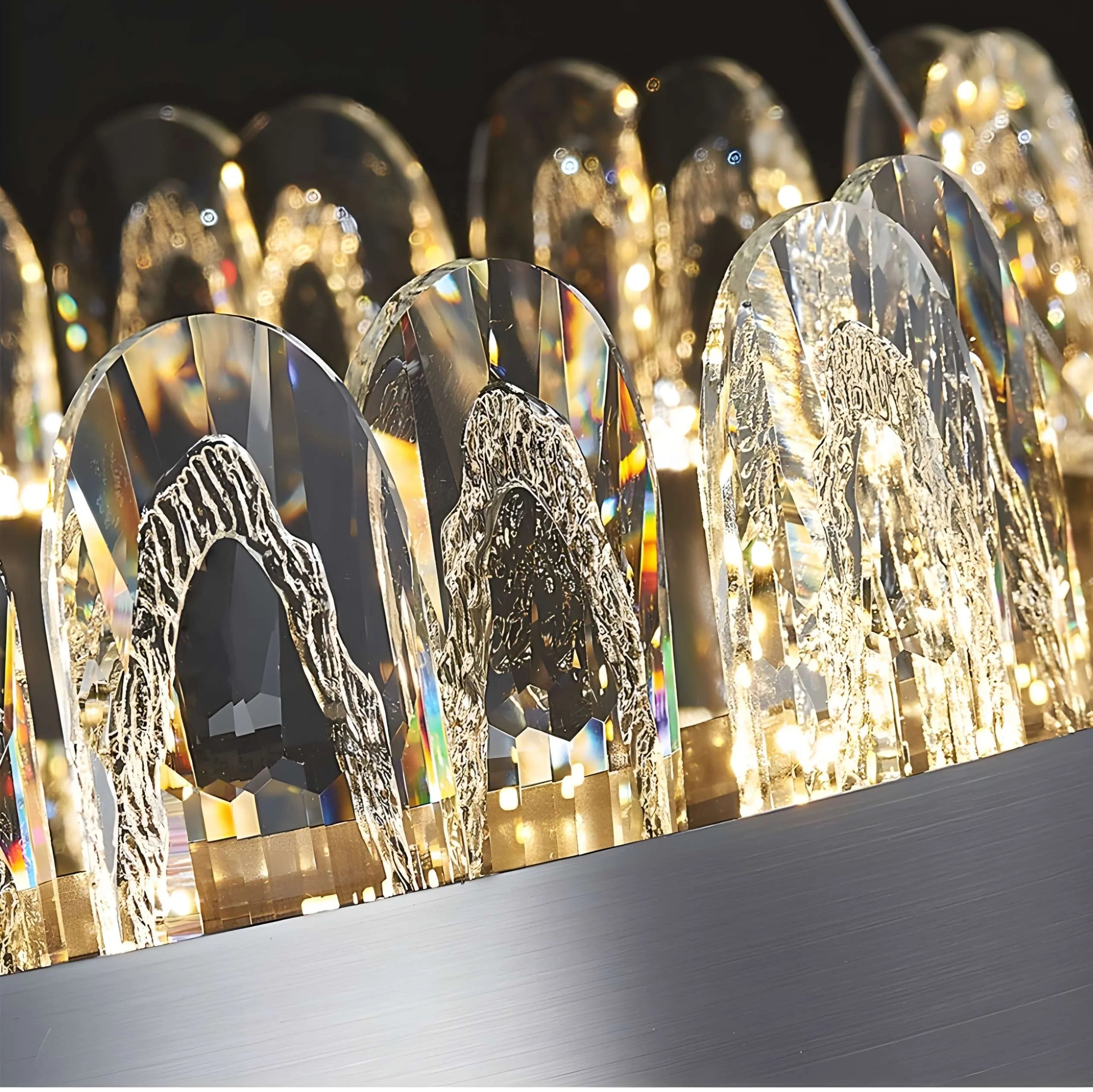 Agna | Creative Rectangle Hanging Crystal LED Chandelier for Living Room