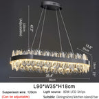 Agna | Creative Rectangle Hanging Crystal LED Chandelier for Living Room