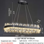 Agna | Creative Rectangle Hanging Crystal LED Chandelier for Living Room