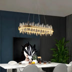 Agna | Creative Rectangle Hanging Crystal LED Chandelier for Living Room