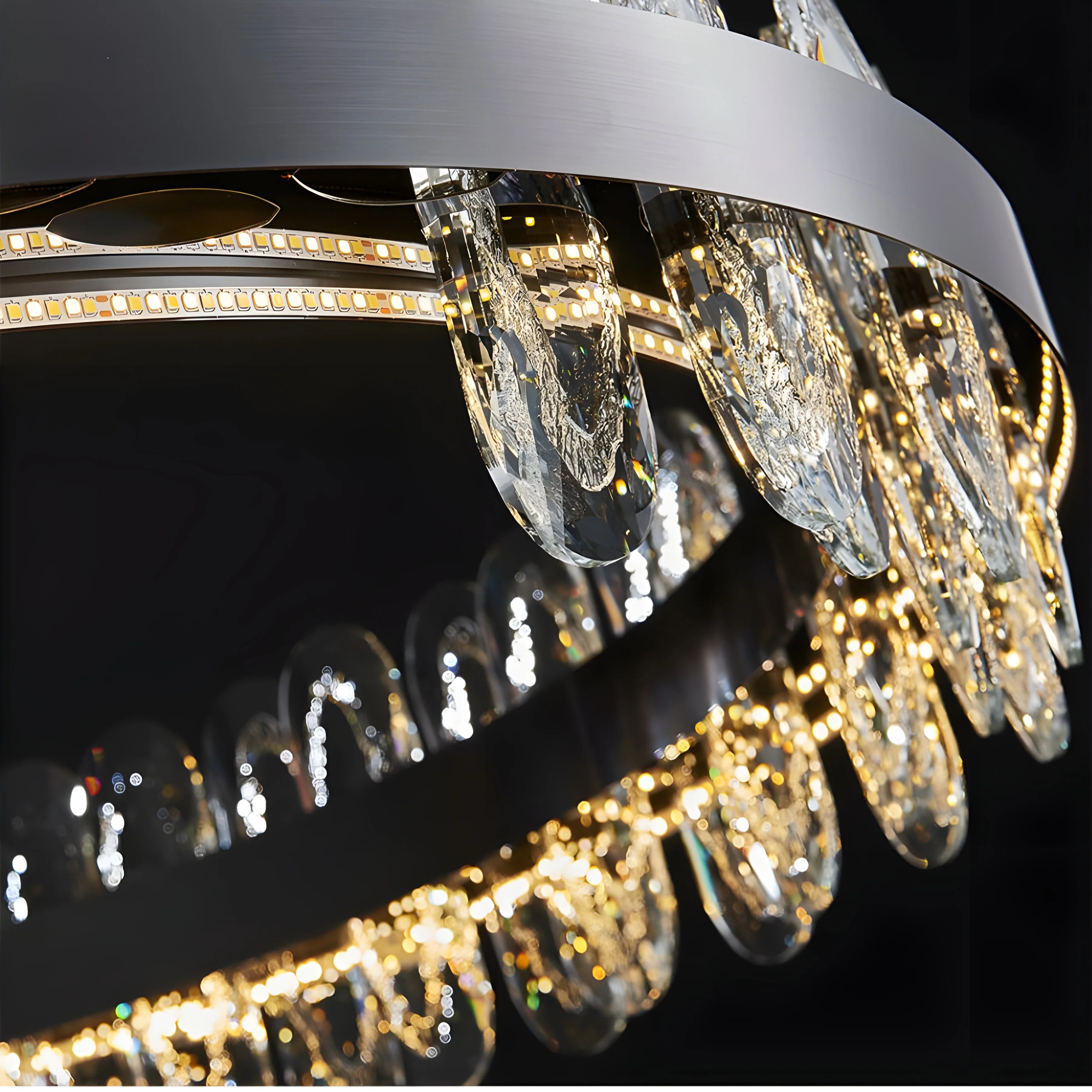 Agna | Creative Rectangle Hanging Crystal LED Chandelier for Living Room