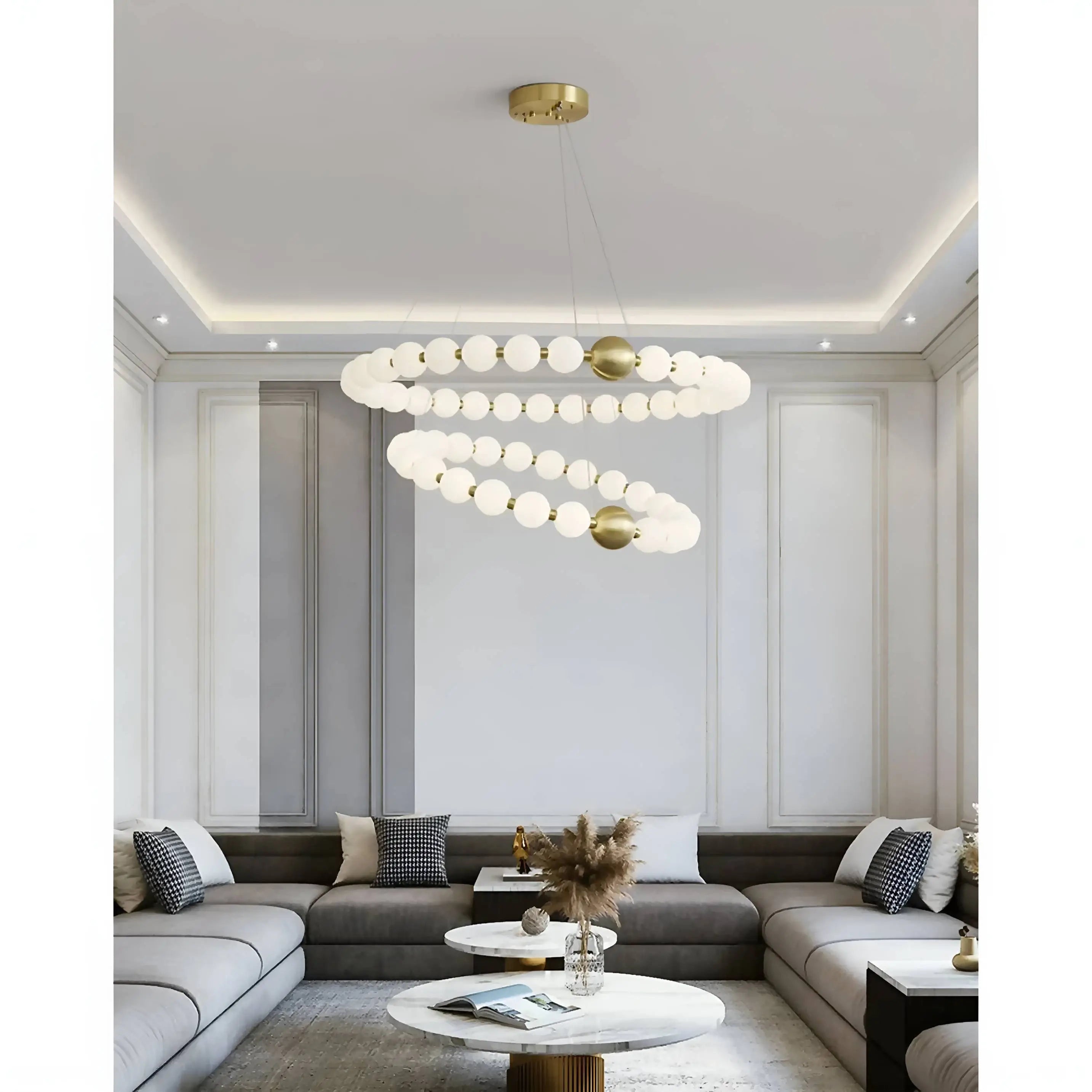 Agosta | Luxury Large Round White Pearl Chandelier