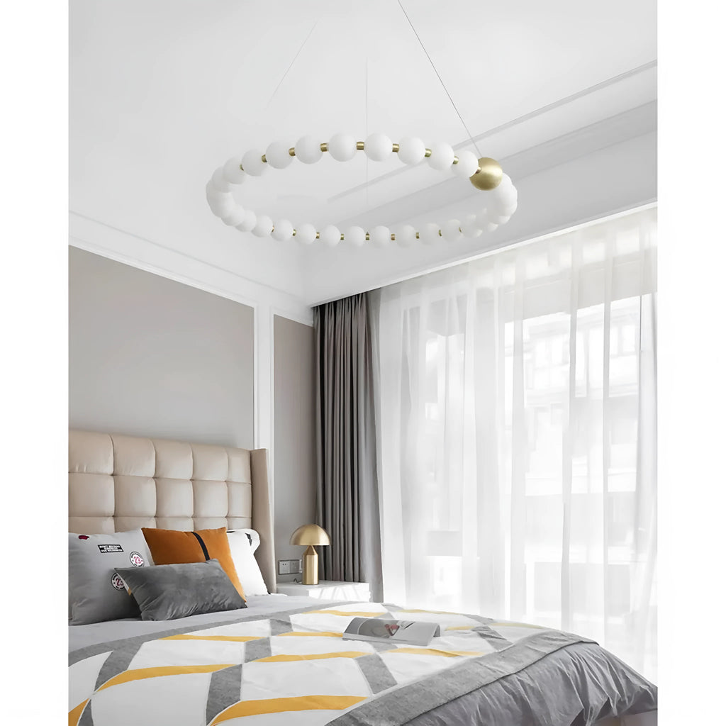 Agosta | Luxury Large Round White Pearl Chandelier