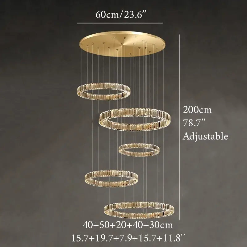 Agrate Conturbia | Stunning Cascading Crystal Rings Pendant Chandelier