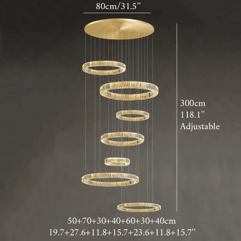 Agrate Conturbia | Stunning Cascading Crystal Rings Pendant Chandelier