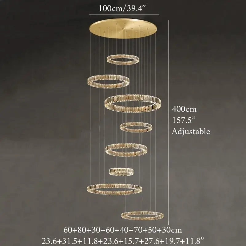 Agrate Conturbia | Stunning Cascading Crystal Rings Pendant Chandelier