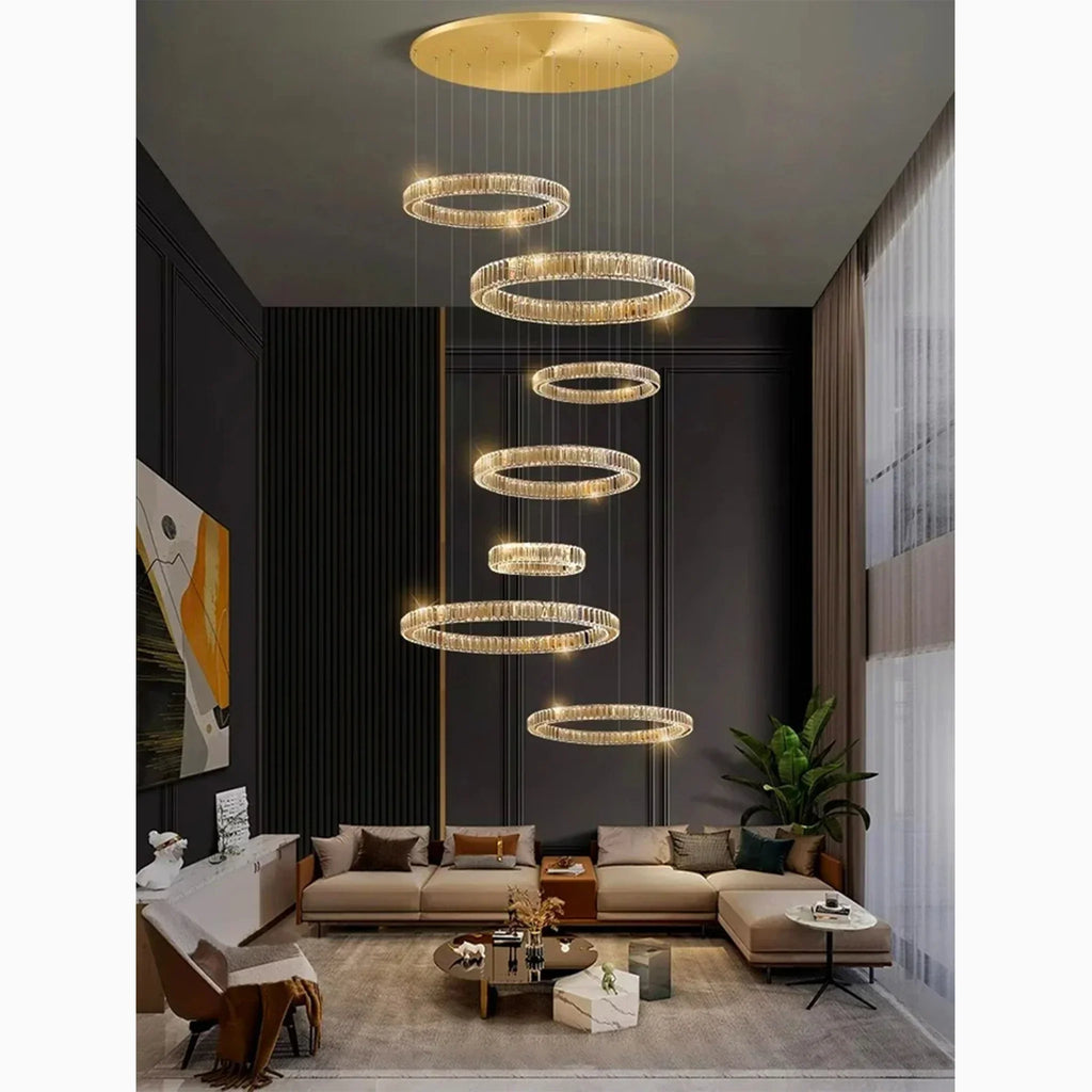 Agrate Conturbia | Stunning Cascading Crystal Rings Pendant Chandelier