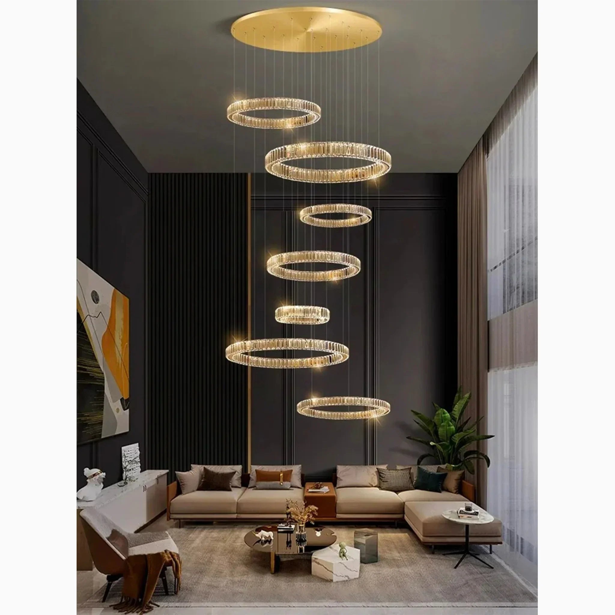 Agrate Conturbia | Stunning Cascading Crystal Rings Pendant Chandelier