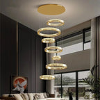 Agrate Conturbia | Stunning Cascading Crystal Rings Pendant Chandelier
