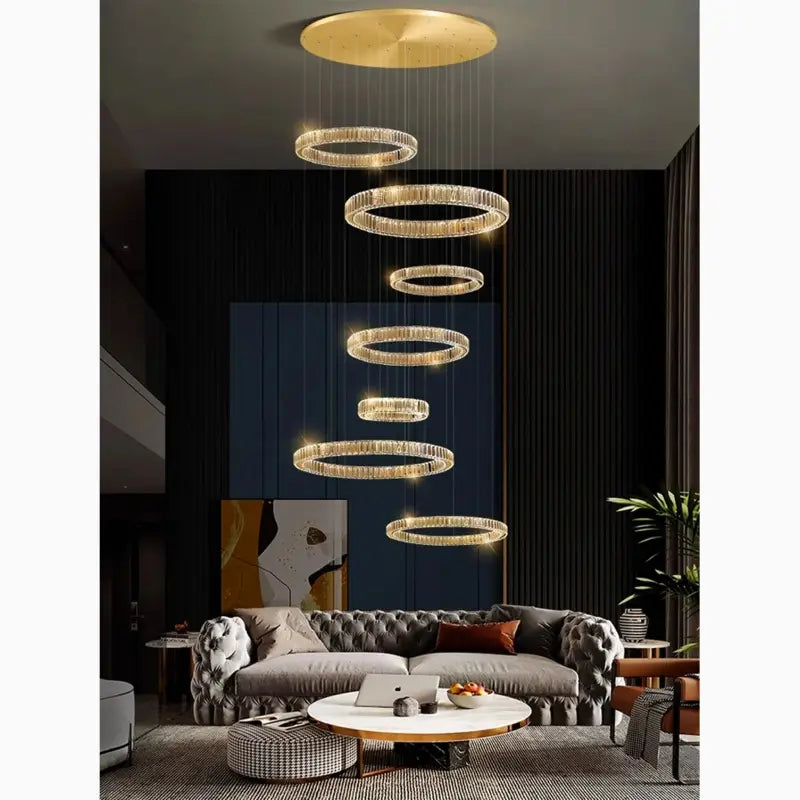 Agrate Conturbia | Stunning Cascading Crystal Rings Pendant Chandelier