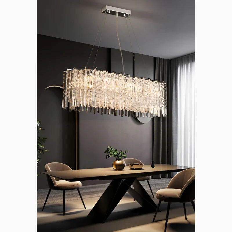 Agrigento | Modern Chrome Crystal LED Chandelier For Dining Room