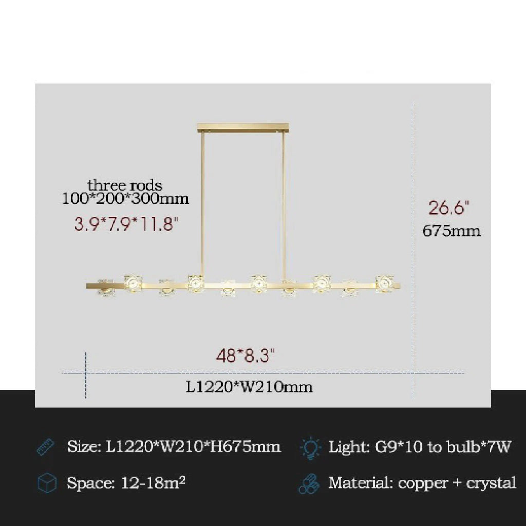 Agugliano | Modern Copper Crystal LED Chandelier For Dining Room