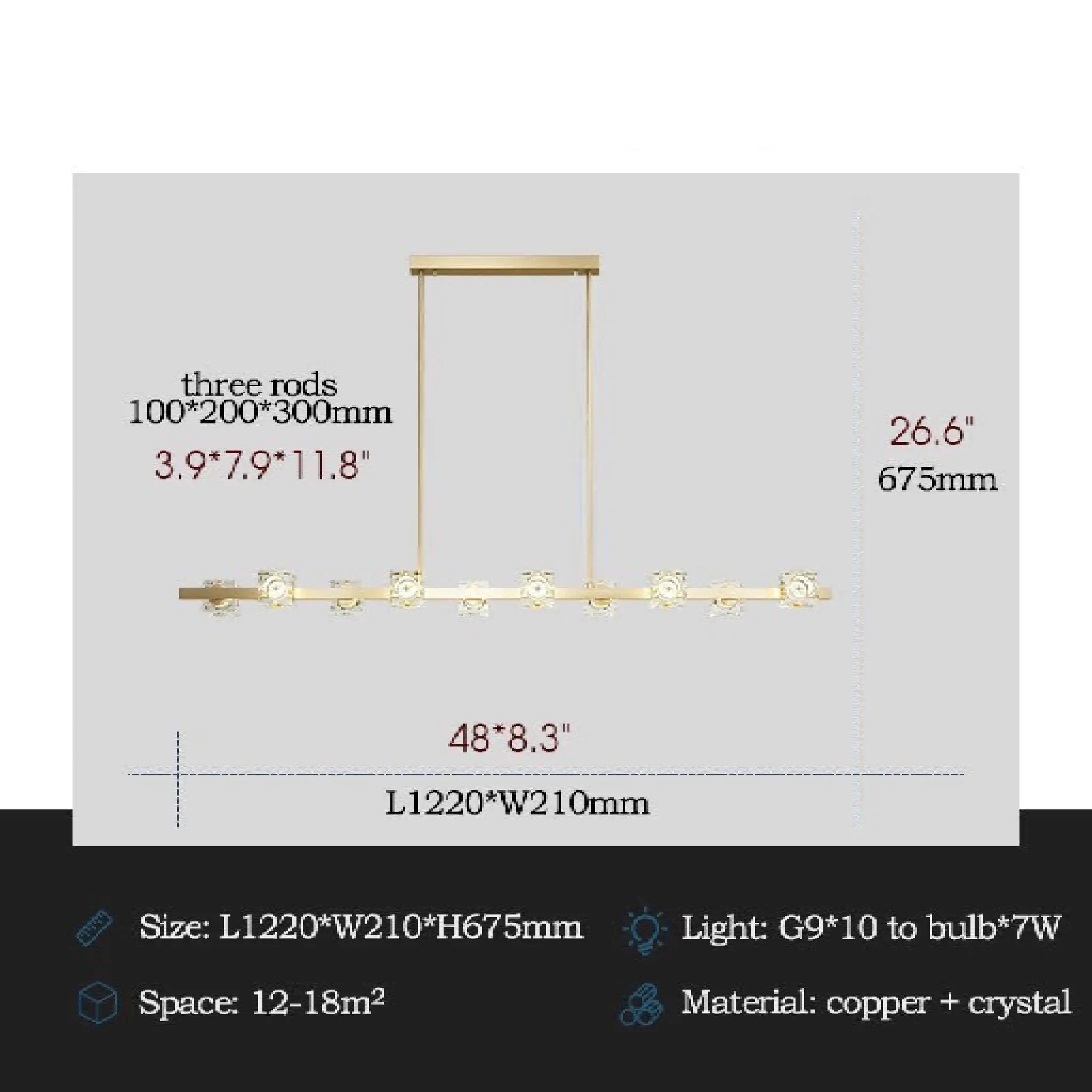 Agugliano | Modern Copper Crystal LED Chandelier For Dining Room