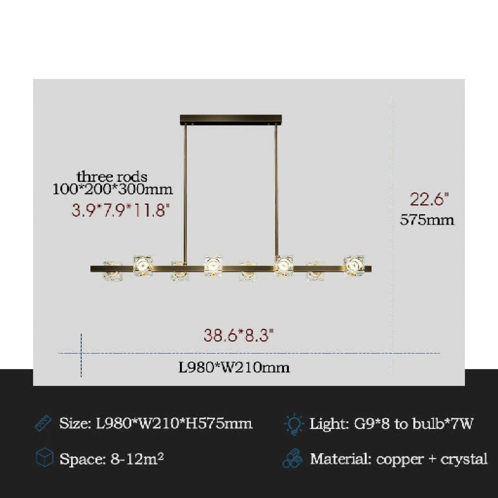 Agugliano | Modern Copper Crystal LED Chandelier For Dining Room