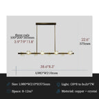 Agugliano | Modern Copper Crystal LED Chandelier For Dining Room