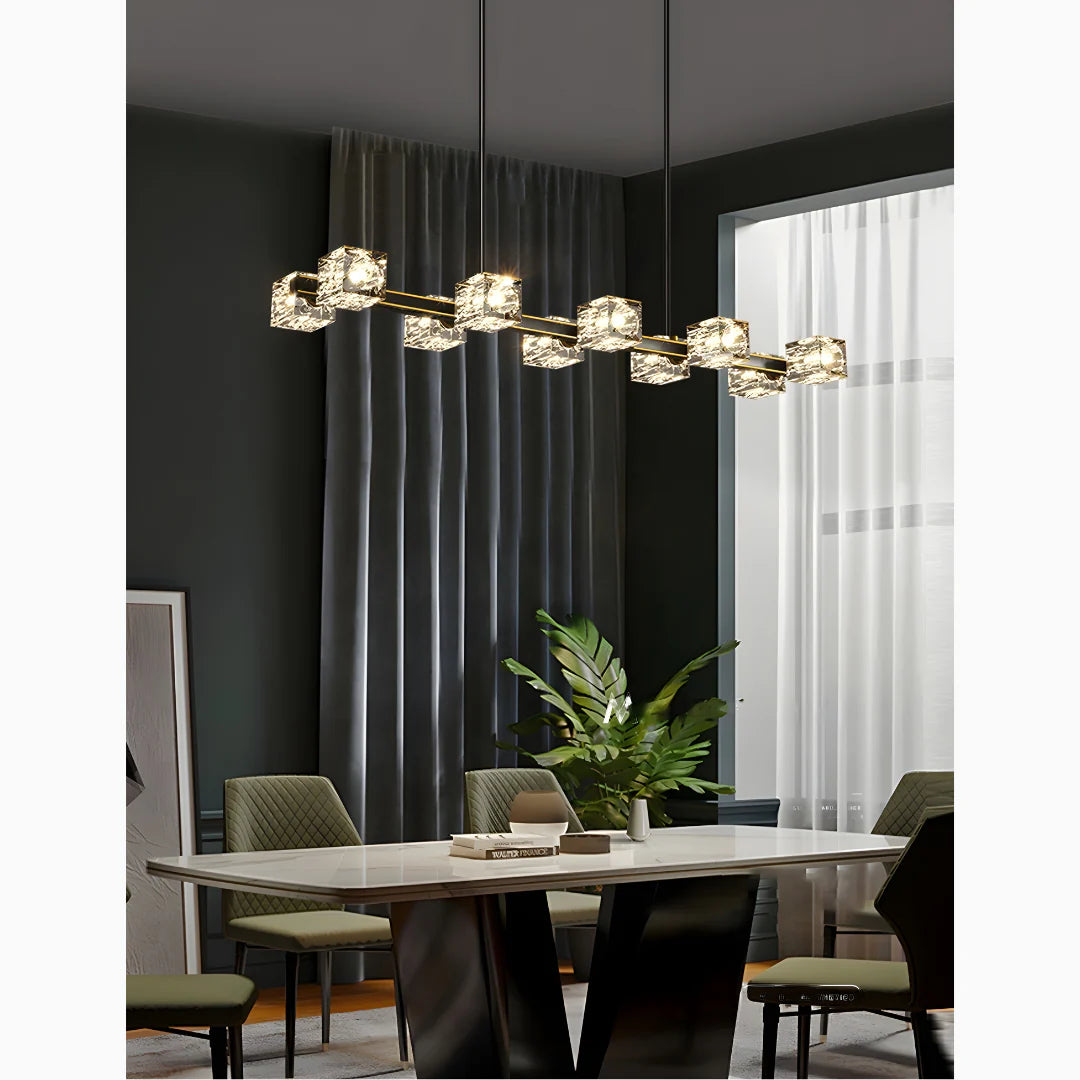 Agugliano | Modern Copper Crystal LED Chandelier For Dining Room