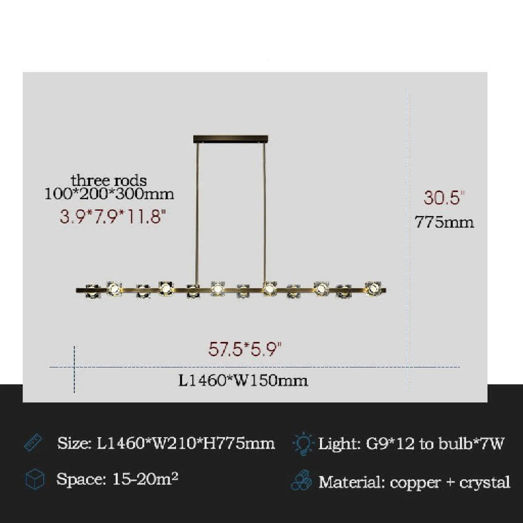 Agugliano | Modern Copper Crystal LED Chandelier For Dining Room