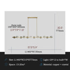 Agugliano | Modern Copper Crystal LED Chandelier For Dining Room