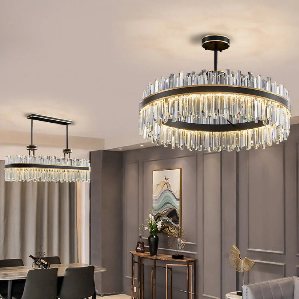 Ahrntal | Luxury Rectangular Crystal LED Chandelier for Dining room