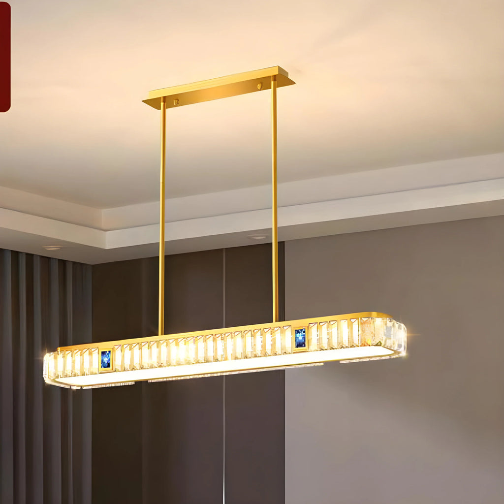 Aiello Calabro | Contemporary Rectangle LED Crystal Pendant Chandelier for Dining Room