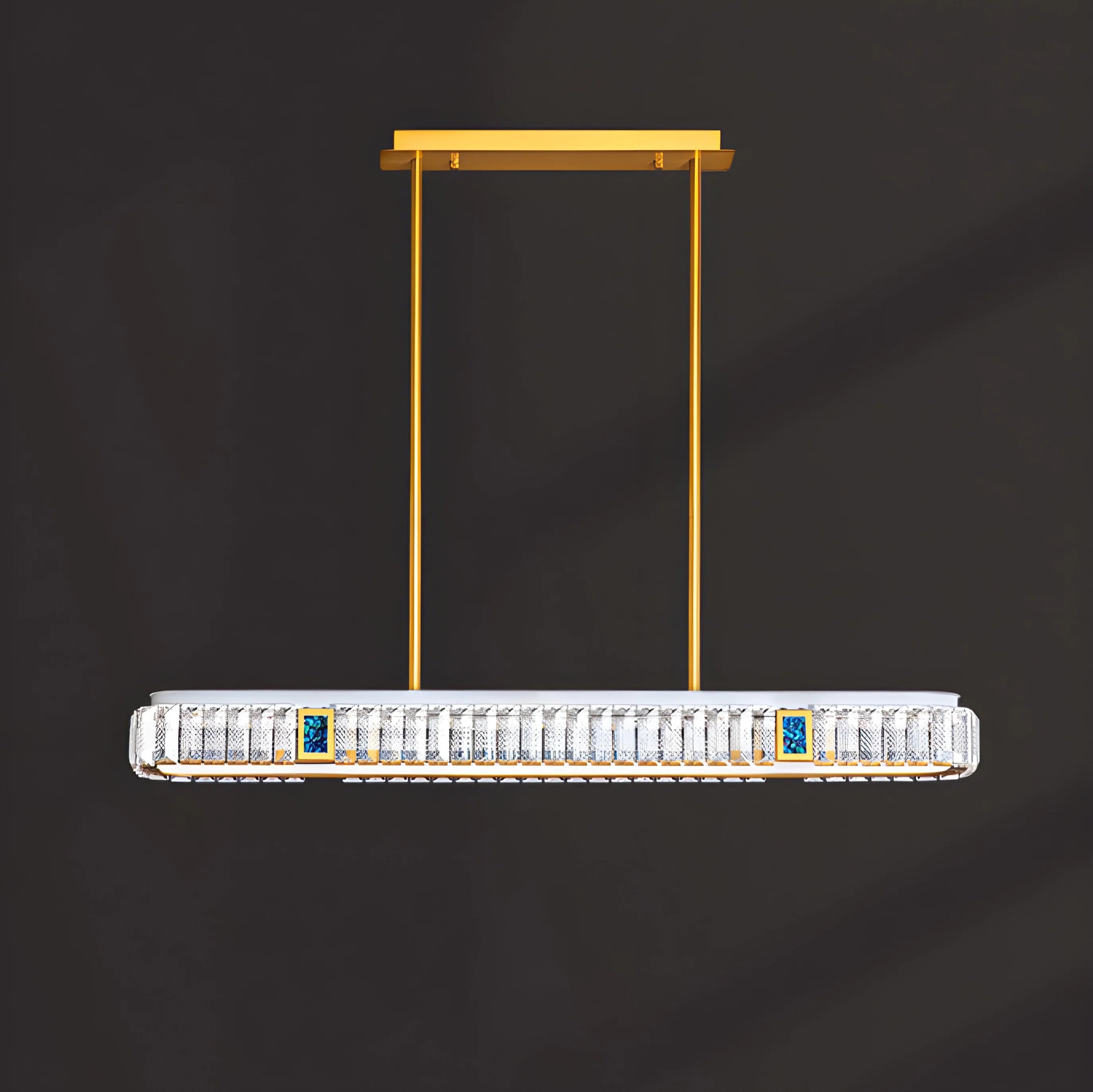 Aiello Calabro | Contemporary Rectangle LED Crystal Pendant Chandelier for Dining Room