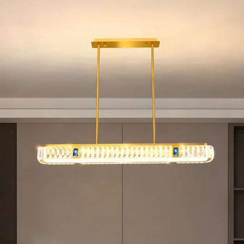 Aiello Calabro | Contemporary Rectangle LED Crystal Pendant Chandelier for Dining Room