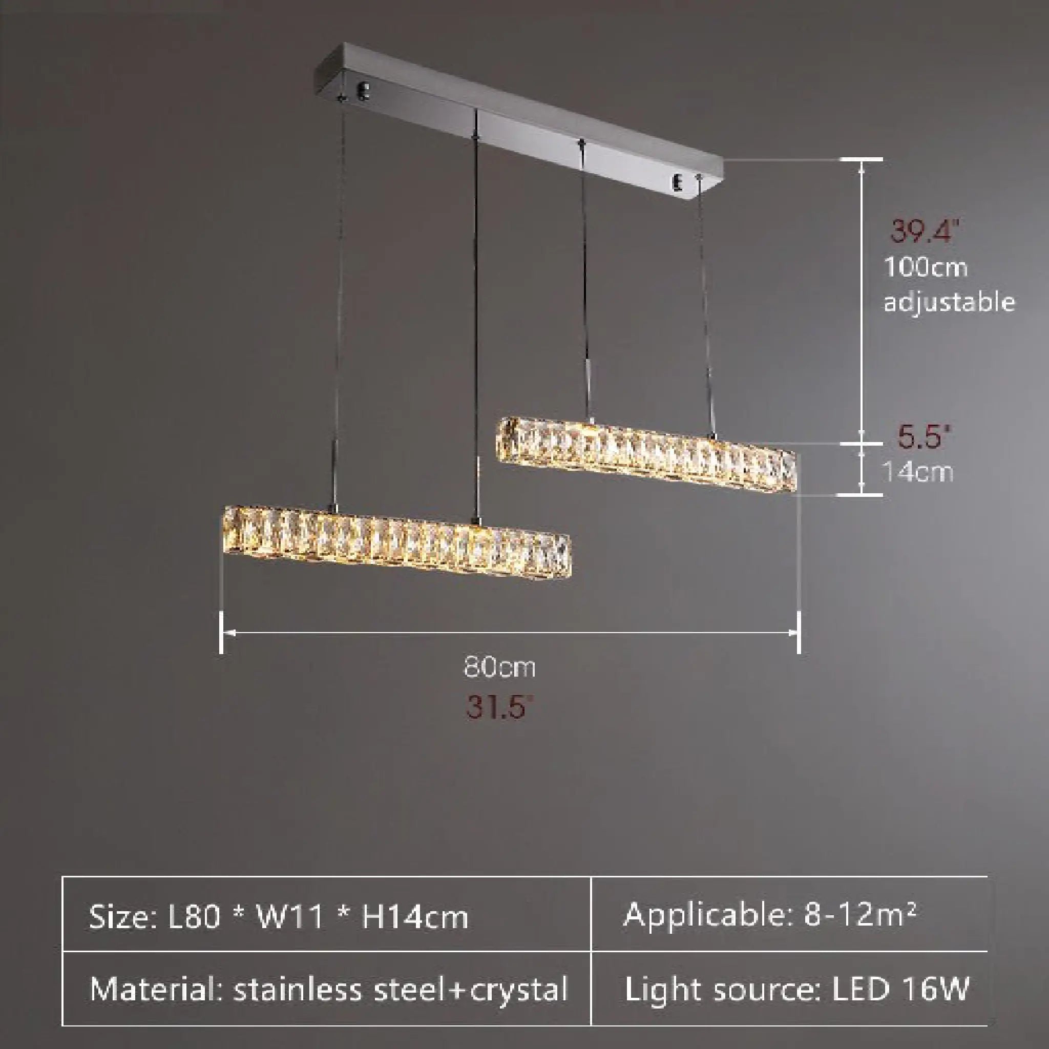 Aiello del Sabato | Modern Crystal Pendant LED Light for Study, Dining Room