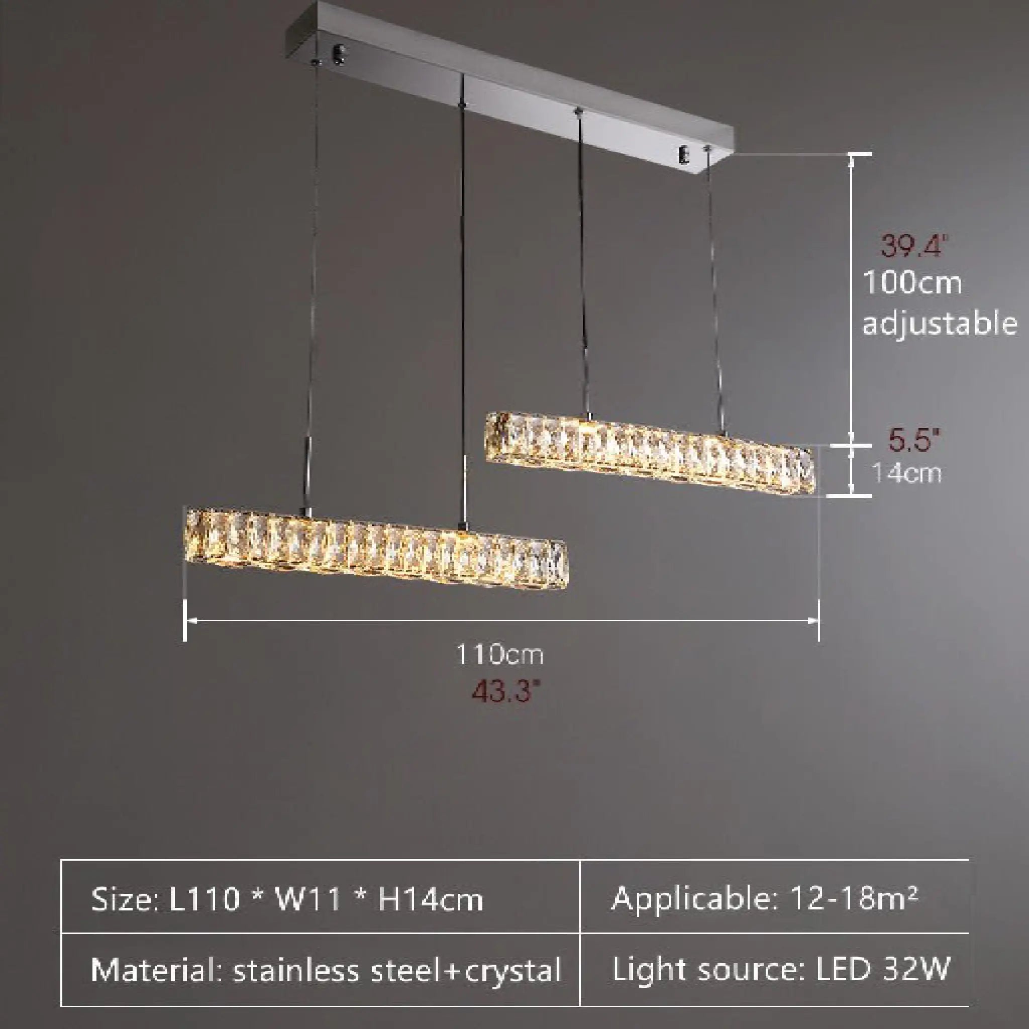 Aiello del Sabato | Modern Crystal Pendant LED Light for Study, Dining Room