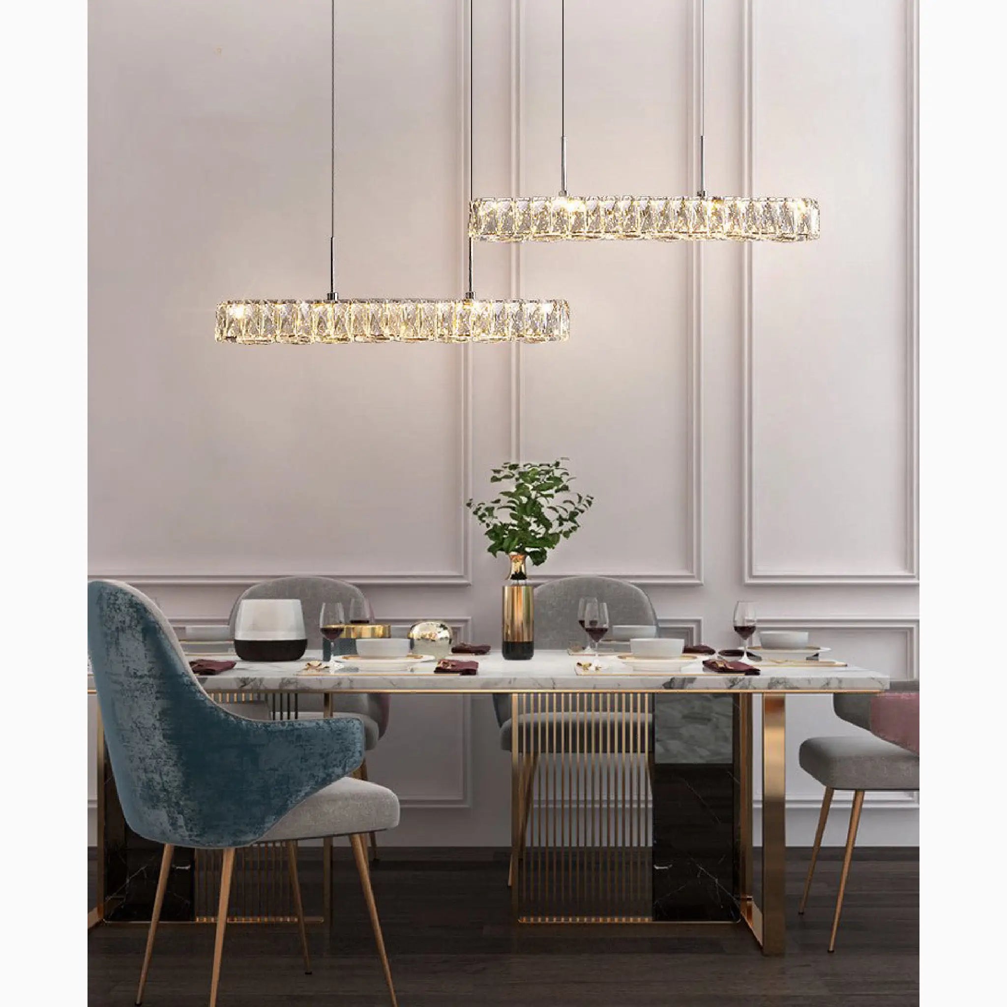 Aiello del Sabato | Modern Crystal Pendant LED Light for Study, Dining Room