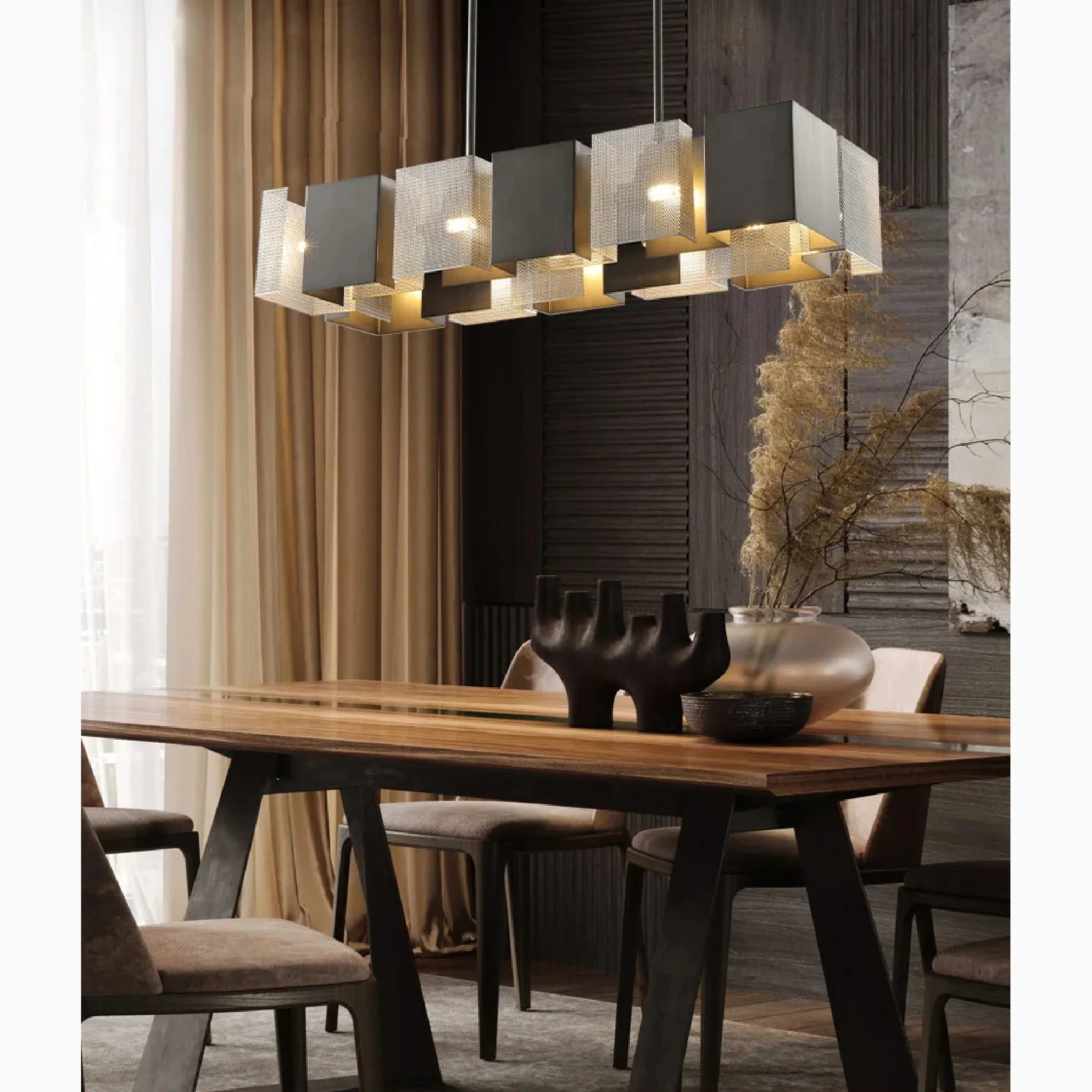Albettone | Fancy Postmodern LED Iron Black Silver Chandelier