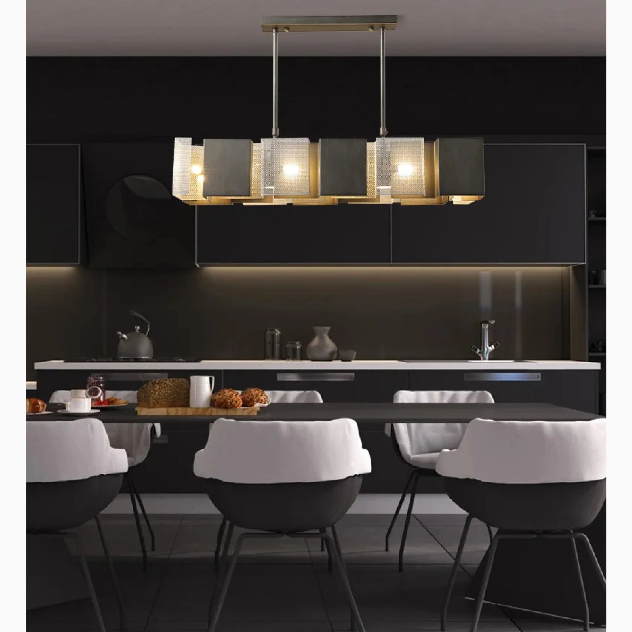 Albettone | Fancy Postmodern LED Iron Black Silver Chandelier