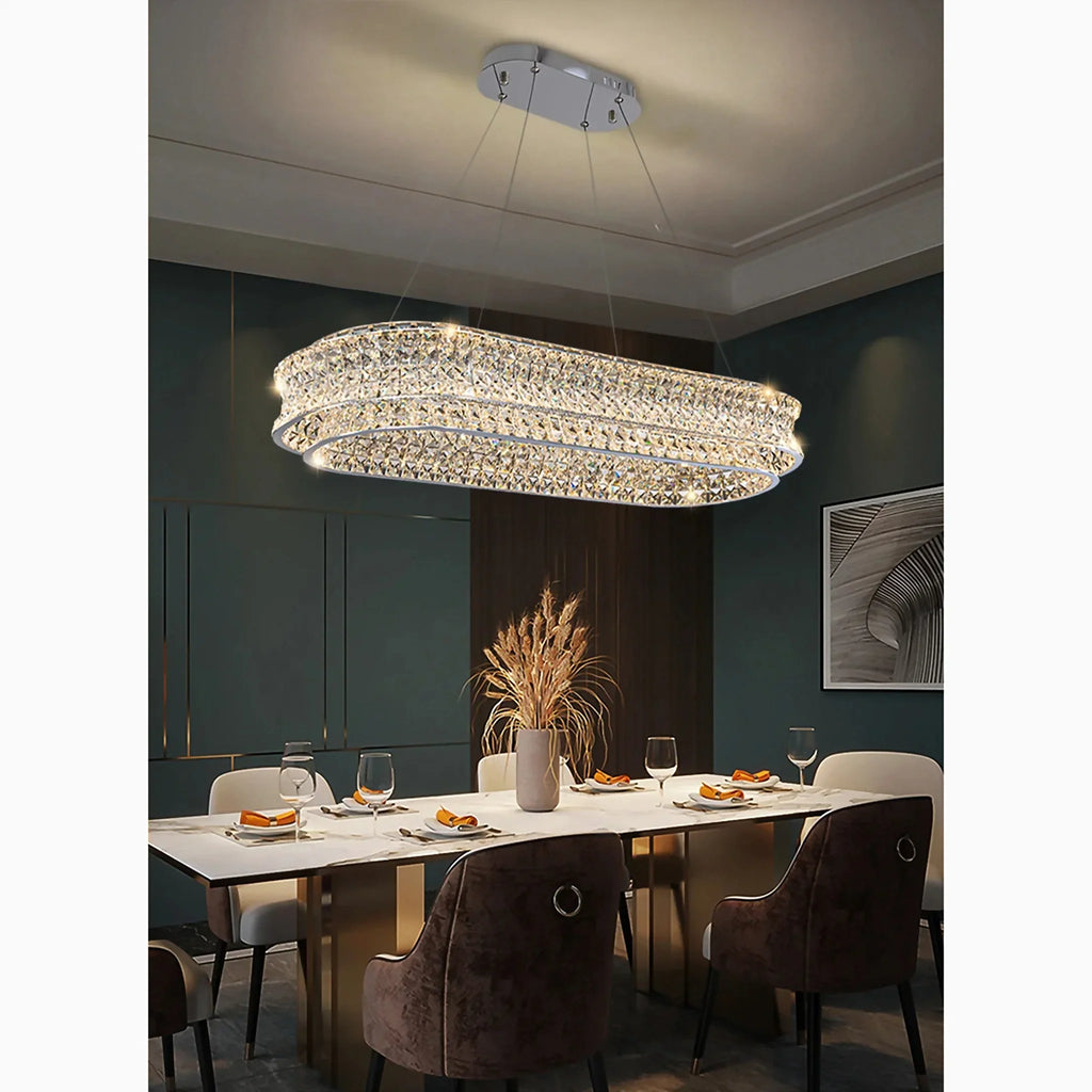 Albiano | Luxury Large Oval Chrome Crystal Chandelier