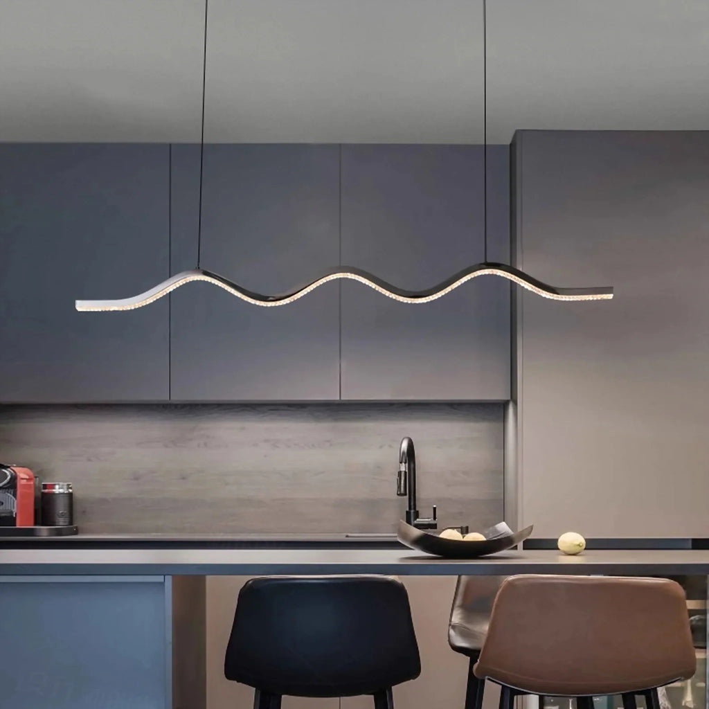 Wave-Shaped Pearl Black Pendant Chandelier