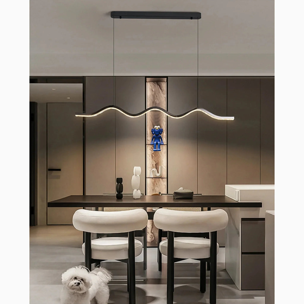 Wave-Shaped Pearl Black Pendant Chandelier