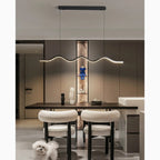 Wave-Shaped Pearl Black Pendant Chandelier